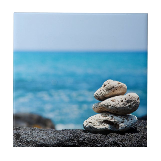 Lava Rock Coral Hawaii Ocean Tropical Beach Tile (Front)