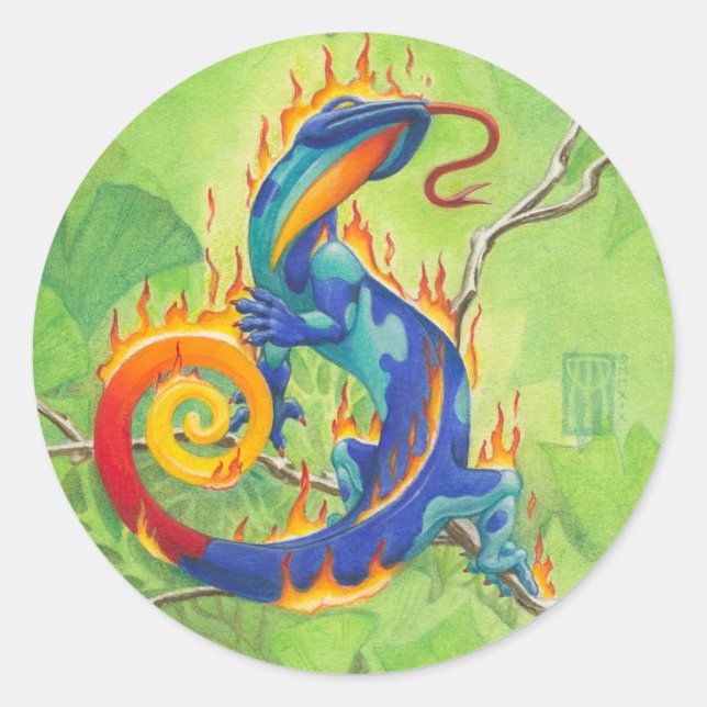 Lava Salamander Classic Round Sticker (Front)