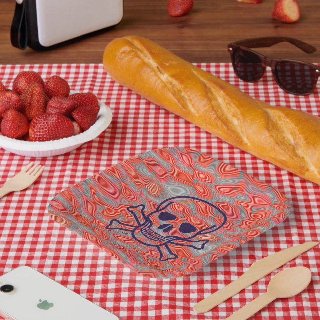 Lava Skull square paper plates (Picnic)