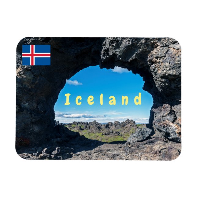 Lava window at Dimmuborgir, Myvatn area - Iceland Magnet (Horizontal)