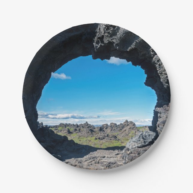 Lava window at Dimmuborgir, Myvatn area - Iceland Paper Plates (Front)