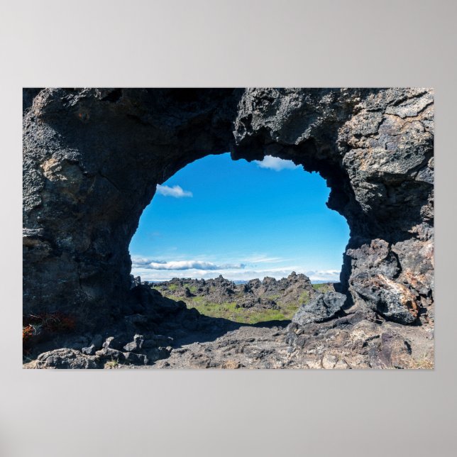 Lava window at Dimmuborgir, Myvatn area - Iceland Poster (Front)
