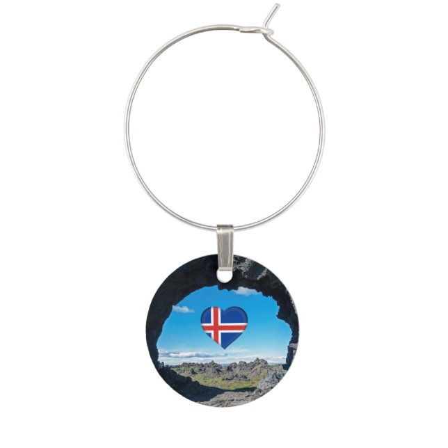 Lava window at Dimmuborgir, Myvatn area - Iceland Wine Charm (Front)