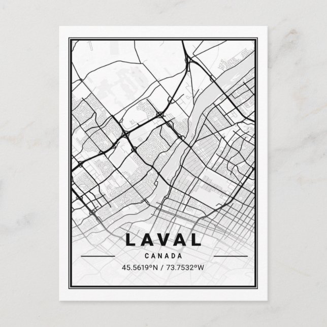 Laval Quebec Canada Travel City Map Postcard (Front)