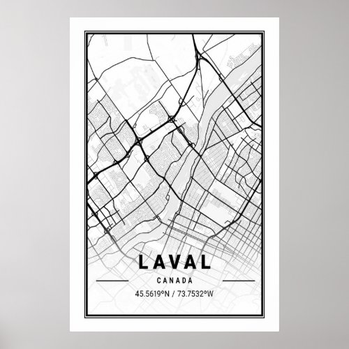 Laval Quebec Canada Travel City Map Poster