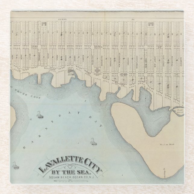 Lavallette City by the Sea, Squan Beach, NJ Glass Coaster (Front)