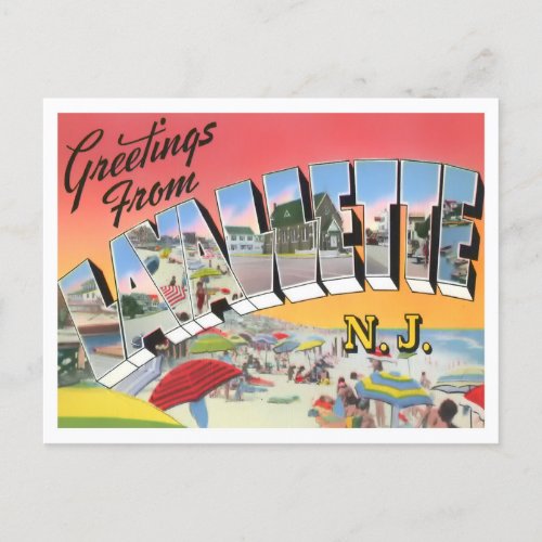 Lavallette New Jersey Vintage Big Letters Postcard