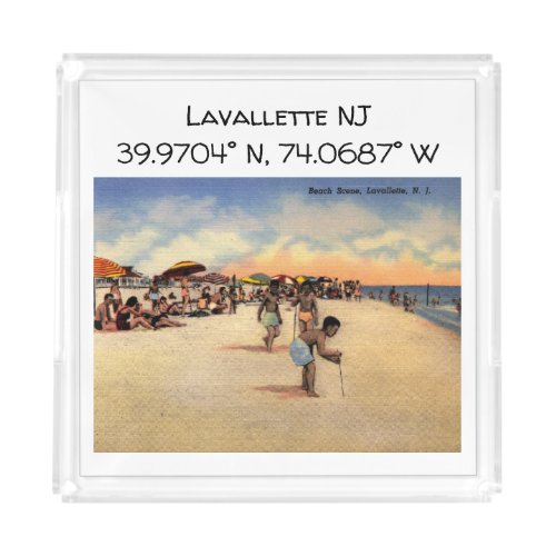 Lavallette NJ Map Coordinates Vintage Style Acrylic Tray