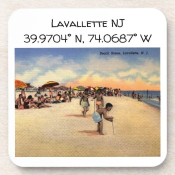 Lavallette Nj Map Coordinates Vintage Style Beverage Coaster by markomundo at Zazzle