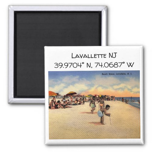 Lavallette NJ Map Coordinates Vintage Style Magnet
