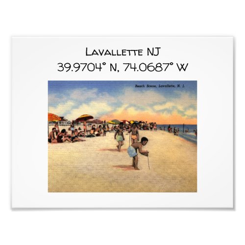 Lavallette NJ Map Coordinates Vintage Style Photo Print