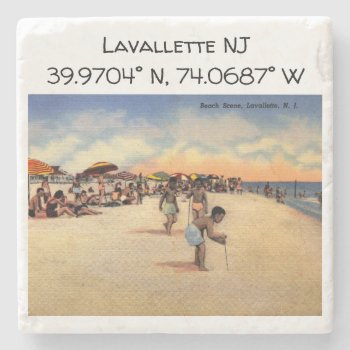 Lavallette Nj Map Coordinates Vintage Style Stone Coaster by markomundo at Zazzle