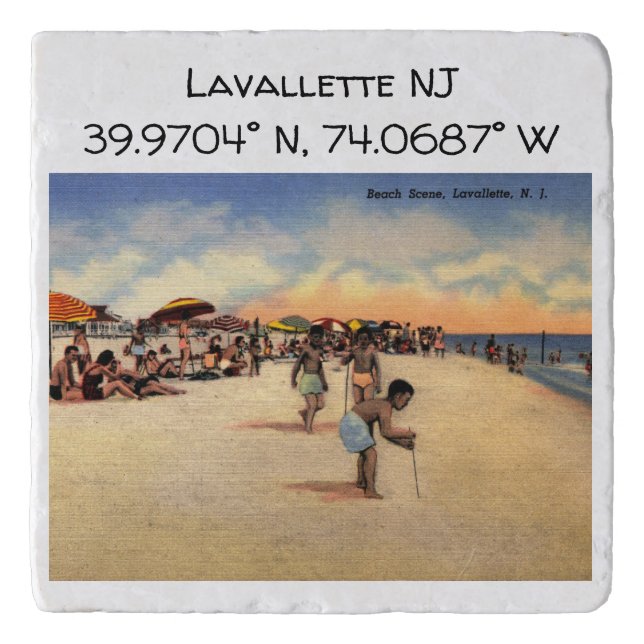 Lavallette NJ Map Coordinates Vintage Style Trivet (Front)