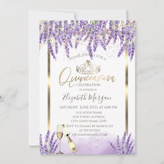 Lavanda Frame Wine Quinceanera Invitation (Front)