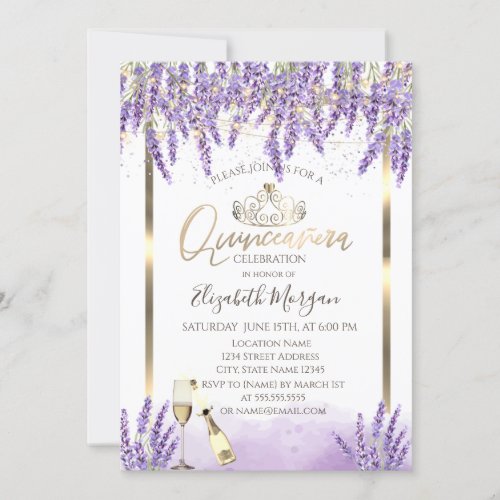 Lavanda Frame Wine Quinceanera Invitation