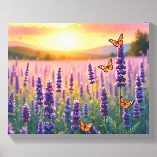 Lavander and Butterflies at Dusk Canvas Photo Tile