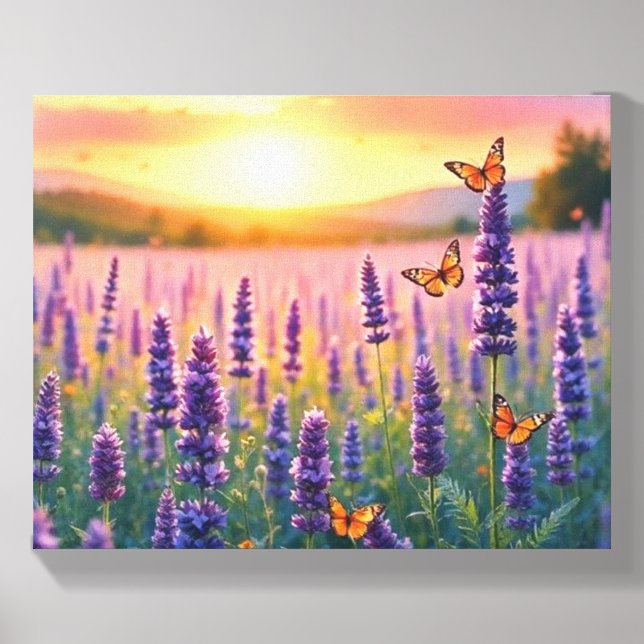 Lavander and Butterflies at Dusk  Canvas Photo Tile (Front Set)