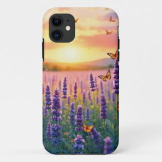 Lavander and Butterflies at Dusk iPhone 11 Case