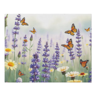 Lavander and Butterflies Watercolor  Faux Canvas Print
