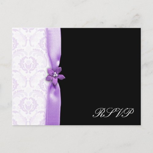 Lavander  Black Damask Wedding pack Invitation Postcard