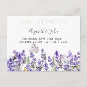 Lavander Butterflies Botanical Announcement Postcard
