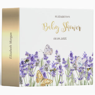Lavander Butterflies Botanical Baby Shower  3 Ring Binder