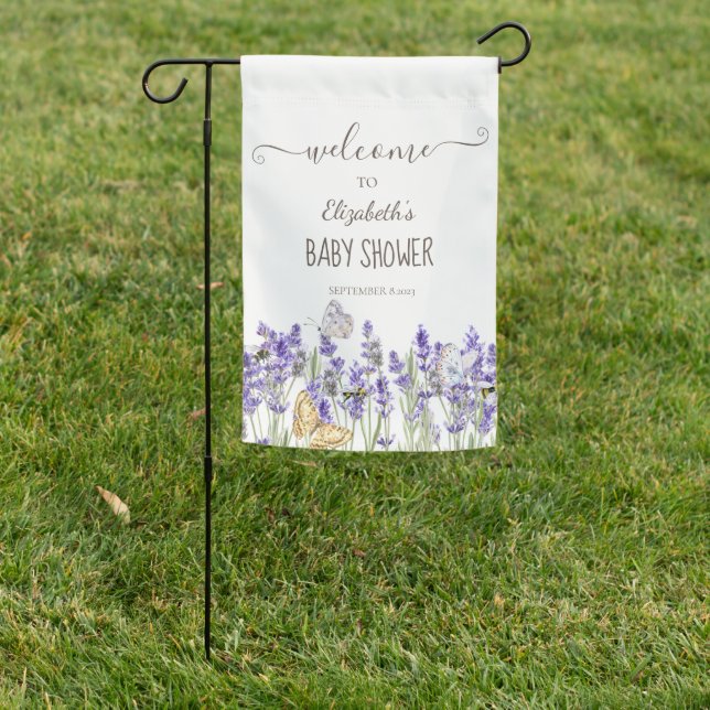 Lavander Butterflies Botanical Garden Flag (In SItu)