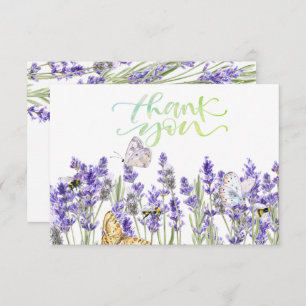 Lavander Butterflies Botanical Thank You Card