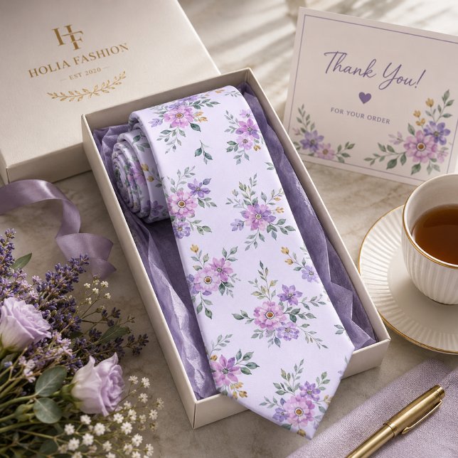 Lavander Floral Neck Tie (Creator Uploaded)