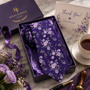 Lavander Floral Neck Tie
