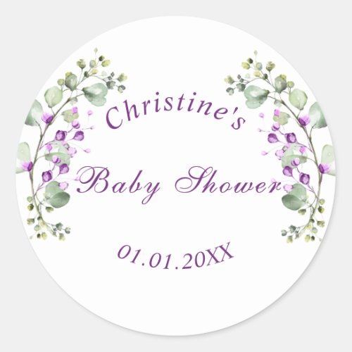 Lavander Flowers Baby Shower Baby Shower Classic Classic Round Sticker