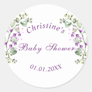 Lavander Flowers Baby Shower Baby Shower Classic Classic Round Sticker