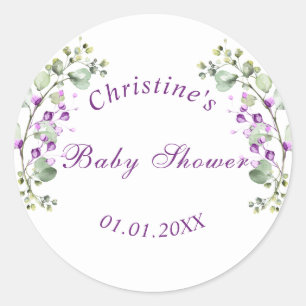 Lavander Flowers Baby Shower Baby Shower Classic Round Sticker