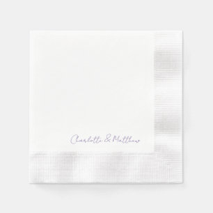 Lavander Personalized Script Names Wedding Napkins