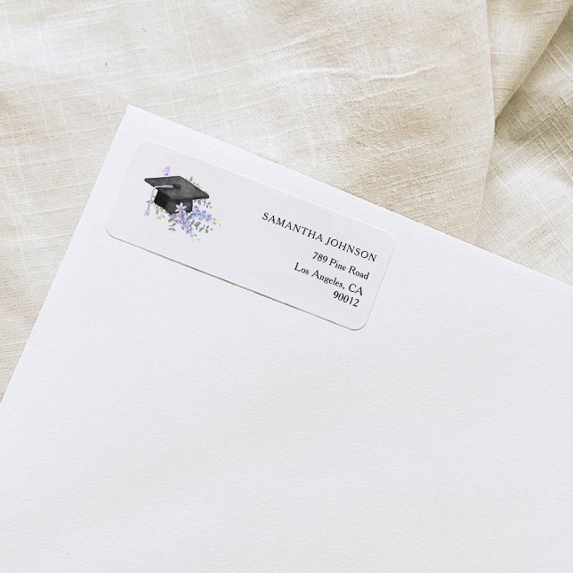 Lavander Purple Floral Graduation address  Label (Creator Uploaded)