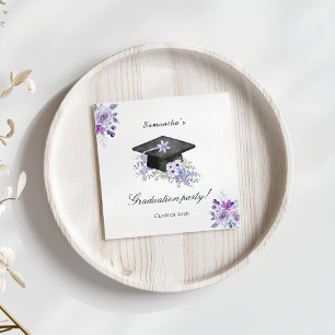 Lavander Purple Floral Graduation Napkins