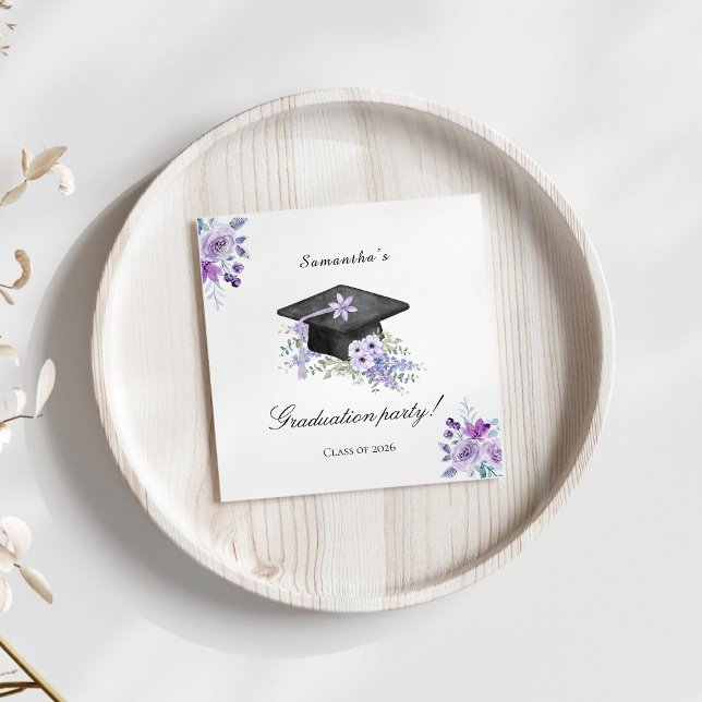  Lavander Purple Floral Graduation  Napkins (Creator Uploaded)
