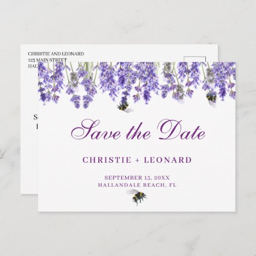 Lavander Simple Elegant Save the Date Postcard