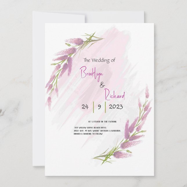 Lavander watercolor Wild flowers Invitation (Front)