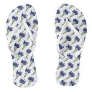 Lavandula Lavender Bouquet Floral Print Purple Flip Flops