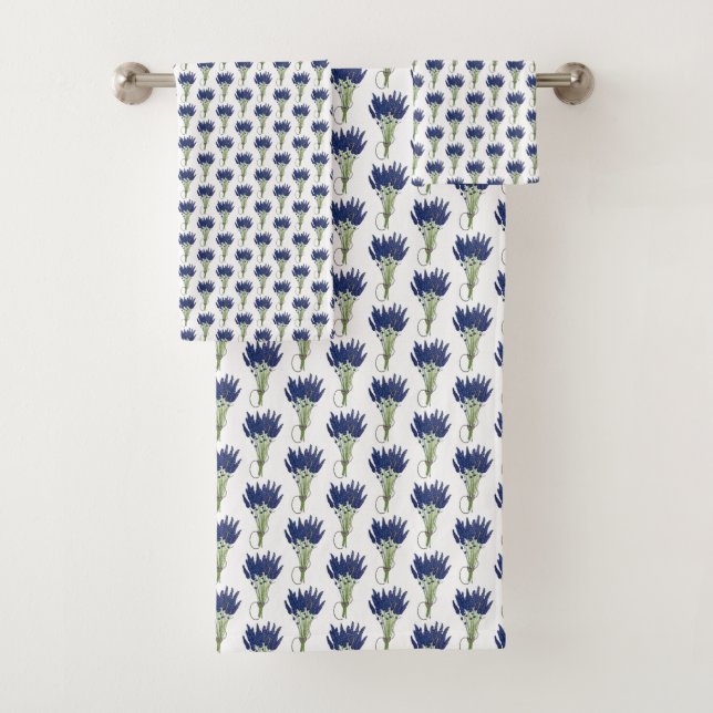 Lavandula Lavender Bunch Herb Purple Flower Garden Bath Towel Set (Insitu)
