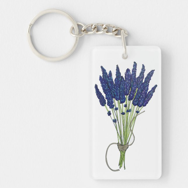 Lavandula Lavender Bunch Herb Purple Flower Garden Keychain (Front)