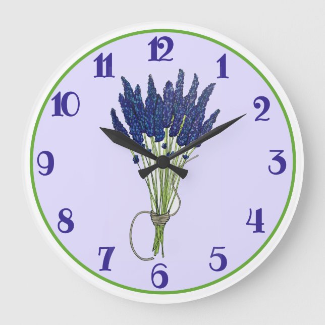 Lavandula Lavender Bunch Herb Purple Flower Garden Large Clock (Front)