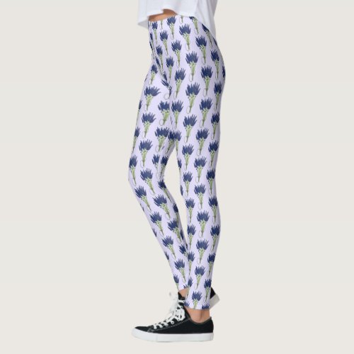 Lavandula Lavender Bunch Herb Purple Flower Garden Leggings