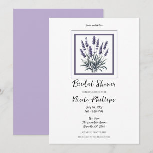 Lavandula Lavender Floral Flower Bridal Shower  Invitation