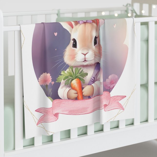 Lavend Floral Cute Bunny Newborn Baby Girl Blanket (Creator Uploaded)