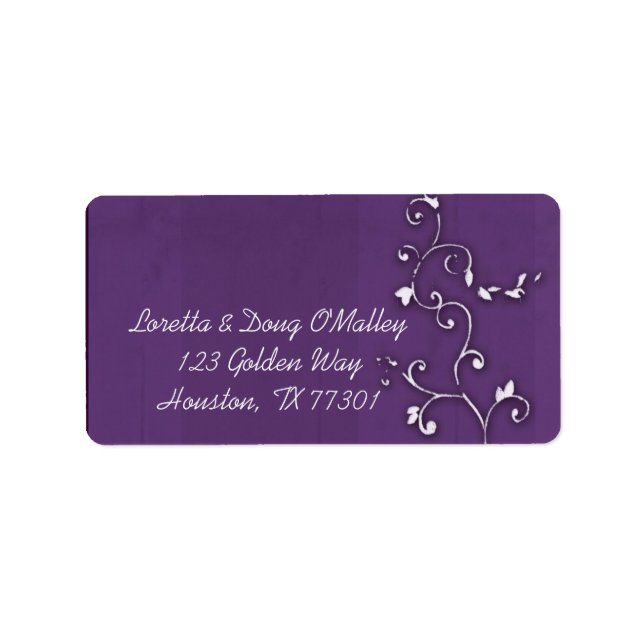Lavendar background floral designer label (Front)