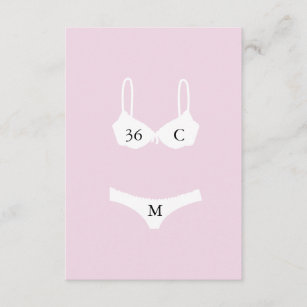 Pink Lingerie Size Card Lingerie Size Insert Bride's Measurements