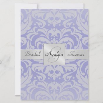 Lavendar Damask Bridal Shower Monogram Invitation by theedgeweddings at Zazzle