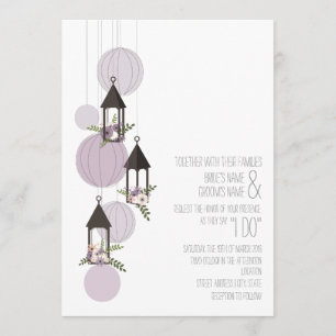 Lavendar Floral Lanterns Wedding Invitation